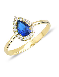 Lillian Vassago Zlatý prsten se safírem a zirkony LLV11-SGR001YDSF