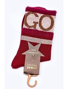 Kesi Dámské Bavlněné Ponožky GO-GO S Kožešinou COSAS Burgundské
