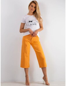 BASIC Dámské oranžové krátké džíny -orange Denim vzor