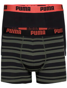 Pánské boxerky Puma Heritage Stripe Boxer 2-Pack Army Green