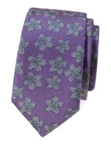 Fialová slim kravata s šedým vzorem Avantgard 571-62347