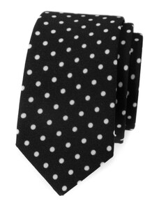 Černá slim kravata s bílými puntíky Avantgard 571-1977