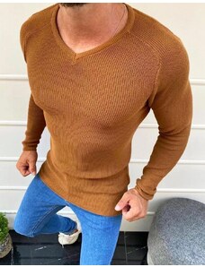 BASIC Karamelový svetr pro muže Hnědá