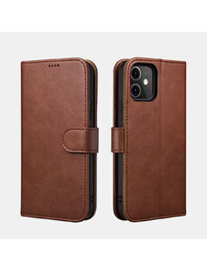 Pouzdro pro iPhone 12 / 12 Pro - iCarer, Classic Wallet Brown