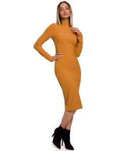 Elegantní úpletové šaty MOE M542 žluté