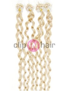 Clipinhair Vlasy pro metodu Micro Ring / Easy Loop / Easy Ring 60cm kudrnaté – platina