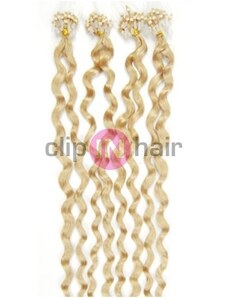 Clipinhair Vlasy pro metodu Micro Ring / Easy Loop / Easy Ring 50cm kudrnaté – nejsvětlejší blond
