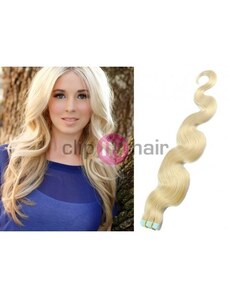 Clipinhair Vlasy pro metodu Pu Extension / TapeX / Tape Hair / Tape IN 50cm vlnité - platina