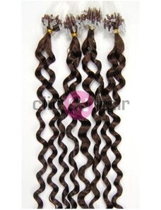 Clipinhair Vlasy pro metodu Micro Ring / Easy Loop / Easy Ring 50cm kudrnaté – středně hnědé