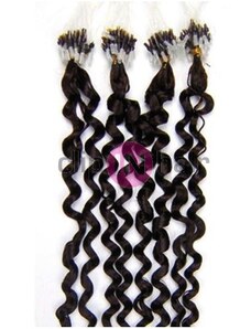 Clipinhair Vlasy pro metodu Micro Ring / Easy Loop / Easy Ring 60cm kudrnaté – přírodní černé