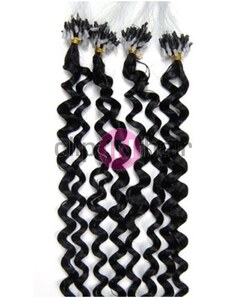 Clipinhair Vlasy pro metodu Micro Ring / Easy Loop / Easy Ring 60cm kudrnaté – černé