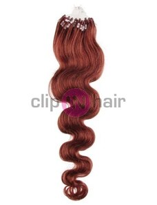 Clipinhair Vlasy pro metodu Micro Ring / Easy Loop / Easy Ring 50cm vlnité – měděná