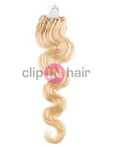 Clipinhair Vlasy pro metodu Micro Ring / Easy Loop / Easy Ring 50cm vlnité – nejsvětlejší blond