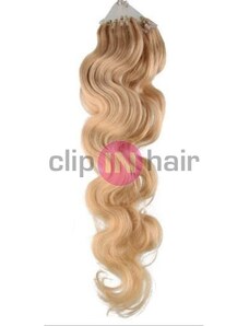 Clipinhair Vlasy pro metodu Micro Ring / Easy Loop / Easy Ring 60cm vlnité – přírodní blond