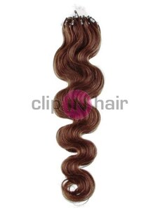 Clipinhair Vlasy pro metodu Micro Ring / Easy Loop / Easy Ring 60cm vlnité – světlejší hnědé