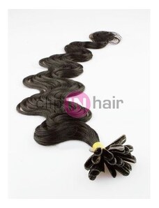 Clipinhair Vlasy evropského typu k prodlužování keratinem 60cm vlnité - přírodní černé