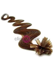 Clipinhair Vlasy evropského typu k prodlužování keratinem 60cm vlnité - světlejší hnědé