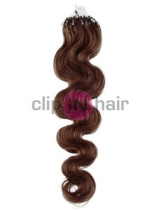 Clipinhair Vlasy pro metodu Micro Ring / Easy Loop / Easy Ring 50cm vlnité – středně hnědé