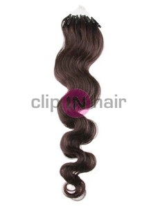 Clipinhair Vlasy pro metodu Micro Ring / Easy Loop / Easy Ring 60cm vlnité – tmavě hnědé