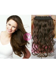 Clipinhair Clip in REMY vlasový pás 53cm vlnitý – tmavě hnědá