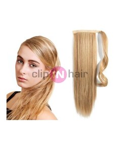 Clipinhair CLIP IN CULÍK 100% LIDSKÉ REMY VLASY 50CM - PŘÍRODNÍ/SVĚTLEJŠÍ BLOND