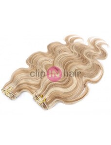 Clipinhair Vlnitý clip in maxi set 53cm pravé lidské vlasy – REMY 200g - SVĚTLÝ MELÍR