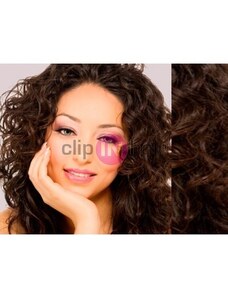 Clipinhair Clip in kudrnaté vlasy 100% lidské REMY 53cm - tmavě hnědá