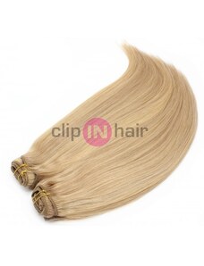 Clipinhair Clip in maxi set 63cm pravé lidské vlasy – REMY 240g – PŘÍRODNÍ/SVĚTLEJŠÍ BLOND