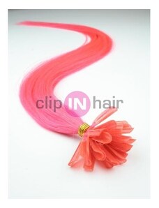 Clipinhair Vlasy evropského typu k prodlužování keratinem 60cm - růžové