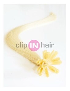 Clipinhair Vlasy evropského typu k prodlužování keratinem 60cm - nejsvětlejší blond
