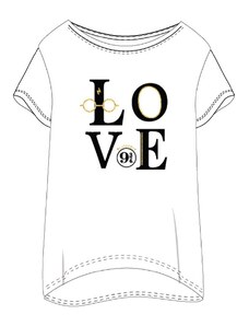 E plus M Dámské dlouhé bavlněné triko na spaní / noční košile Harry Potter - LOVE - 100% bavlna - bílé
