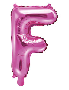 PartyDeco Fóliový balónek Mini - Písmeno F 35cm růžový
