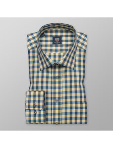 Willsoor Pánská košile Slim Fit s modro-žlutým vzorem 12403