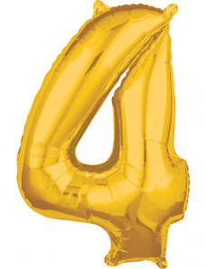 Amscan Fóliový balónek narozeninové číslo 4 zlatý 66cm