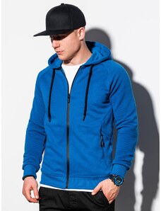 Ombre Clothing Pánská mikina na zip s kapucí - modrá V8 OM-SSZP-0124