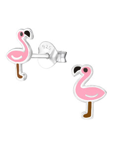 SYLVIENE Dětské stříbrné náušnice Flamingo