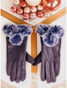Webmoda Fialové kožené rukavice s kožešinou Aria