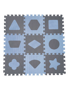 Baby Dan Pěnová hrací podložka puzzle Geometrické tvary, Blue 90x90 cm