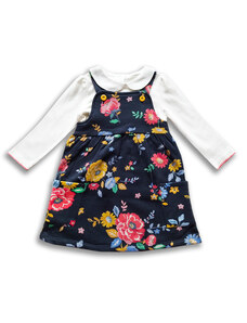 NUTMEG Dívčí kojenecká souprava modré šaty s květy