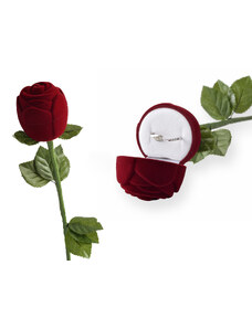 JKBOX Sametová krabička růže z lásky na prsten nebo náušnice pecky IK024