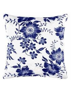 Bavlněný povlak na polštář Flowers modrý