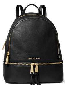 Michael Kors Batoh Rhea Medium Leather Backpack Black Gold