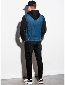 Ombre Clothing Pánská přechodová džínová bunda Brayden džínová-černá C322 (OM-JADJ-0124)