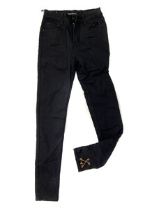 Černé džínové kalhoty typu high waist s řetízky na nohavicích 1300 - Zoio