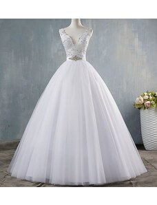 Donna Bridal princeznovské svatební šaty s broží v pase + SPODNICE ZDARMA