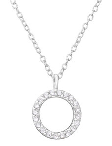 SYLVIENE Stříbrný náhrdelník Circle s kubickými Zirkony 9 mm