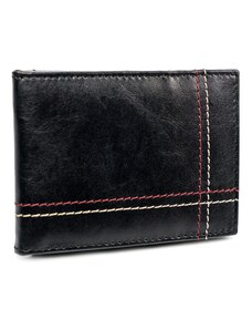 ELOAS Kožená černá malá tenká peněženka pouze na karty RFID v krabičce
