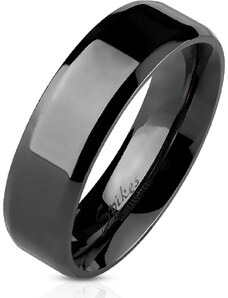 Atreya Personalizovaný šperk Černý ocelový prsten se zkosenými okraji