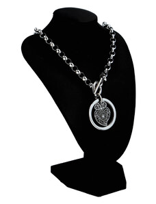 Delami Dámský náhrdelník z chirurgické oceli Ornament v kruhu, stříbrný