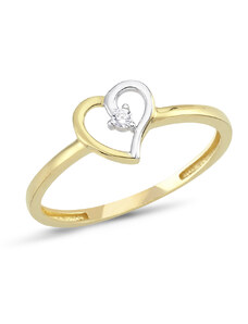 Lillian Vassago Zlatý prsten se zirkonem s motivem srdce LLV66-GR115Y